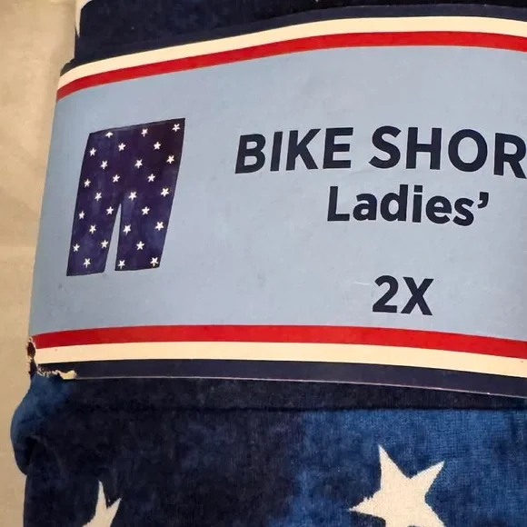 Ladies' Blue Star Pattern Bike Shorts 2X - Picture 2 of 3